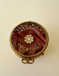 Vintage Gold Box Ringing Press For Cocktails Button