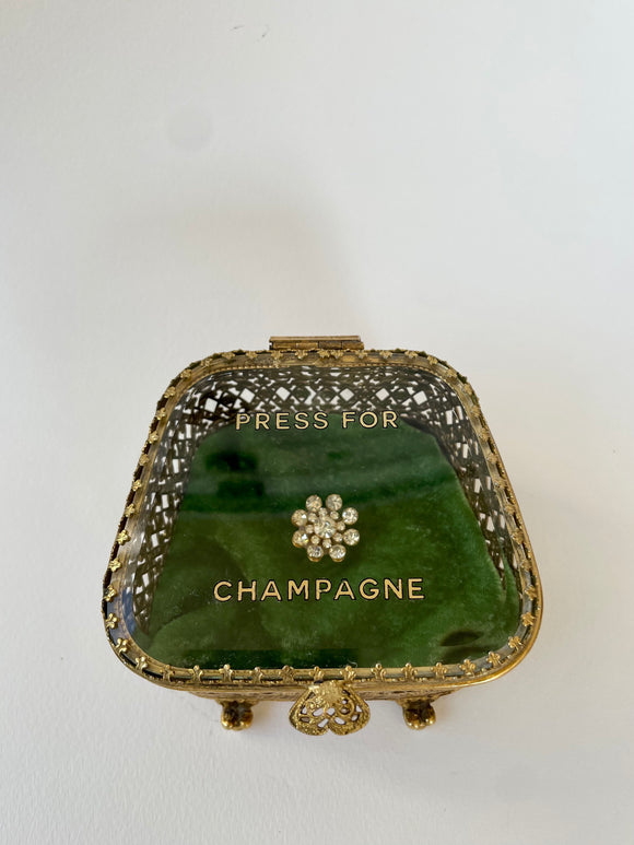 Vintage Gold Ringing Press For Champagne Box - Emerald Green