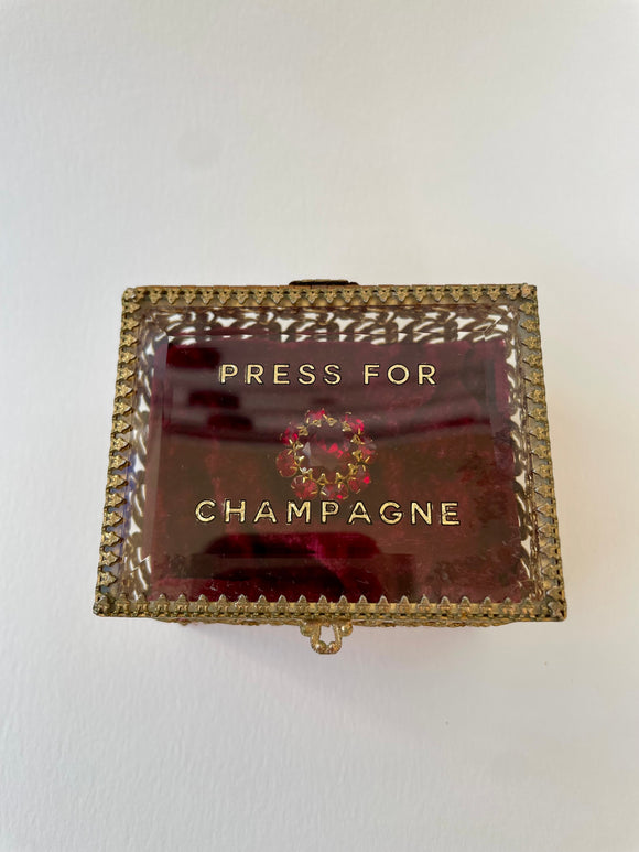 Vintage Gold Ringing Press For Champagne Box - Raspberry Red
