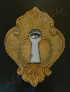 Keyhole in Black Giclee on Canvas